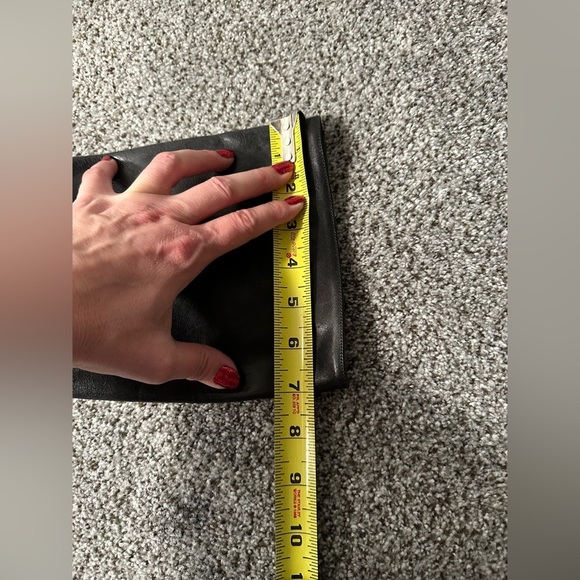 LOEFFLER RANDALL 8.5 Black Leather Low Wedge Knee Boots Gold Snaps R $595 - Picture 11 of 14